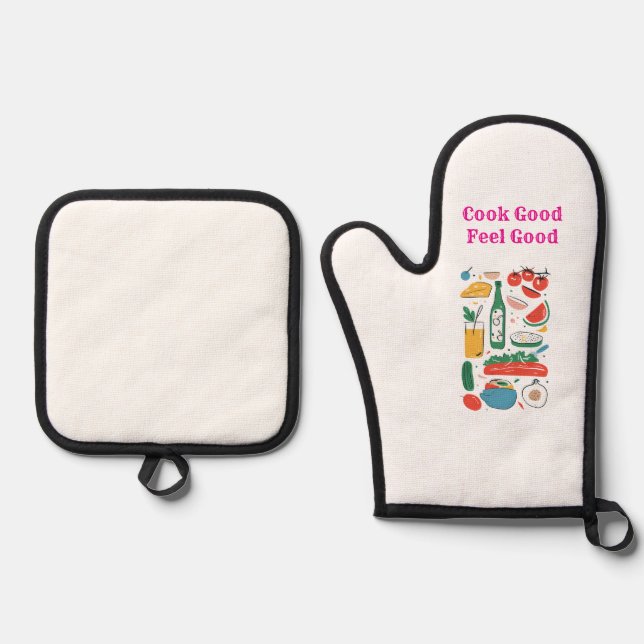 Cook good feel good  oven mitt & pot holder set (Front)