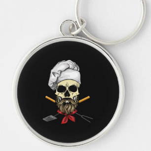 Cook Grill Master Chef Skull Face Halloween Gift Key Ring