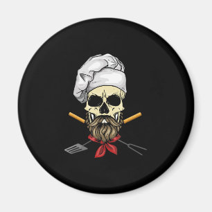 Cook Grill Master Chef Skull Face Halloween Gift Magnet