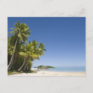 Cook Islands, Aitutaki. Polynesian canoe tour to Postcard