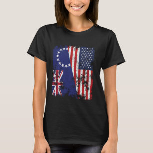 Cook Islands USA Flag Distressed - Half American T-Shirt