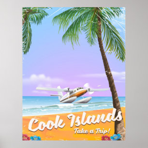 Cook Islands Vintage travel beach poster. Poster
