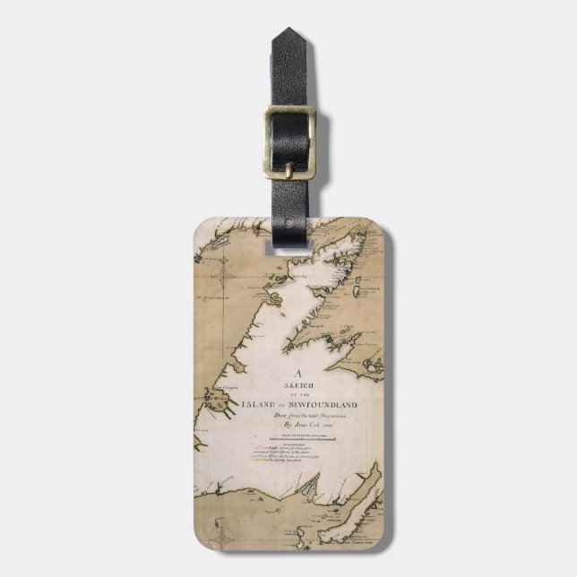 COOK: NEWFOUNDLAND, 1763 LUGGAGE TAG (Front Vertical)