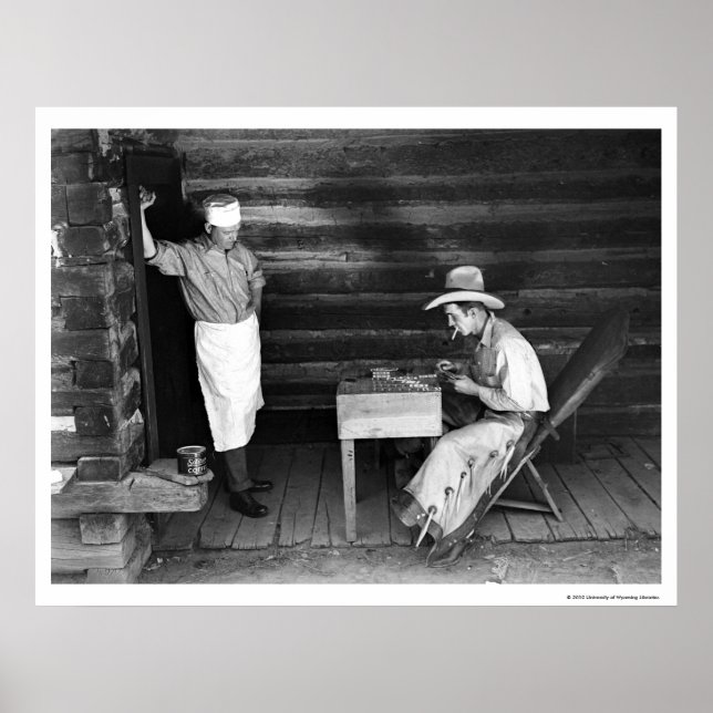 Cook watching a cowboy play cards poster (Front)