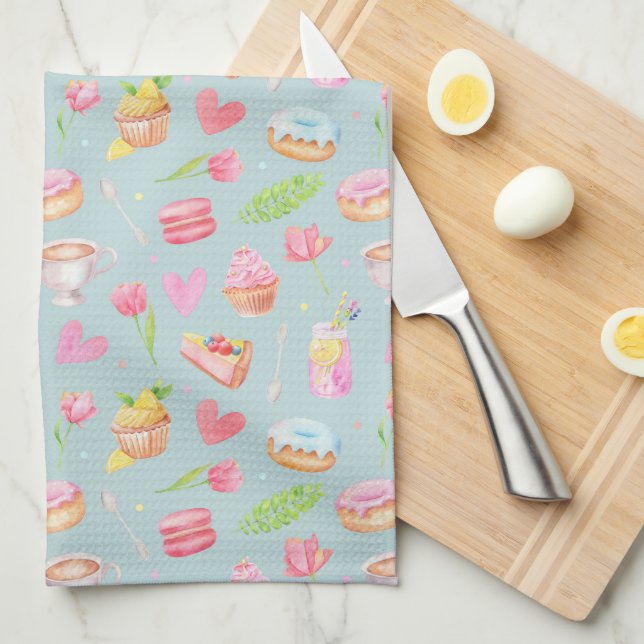 Cook with love. All-Over Print Apron Tea Towel (Quarter Fold)