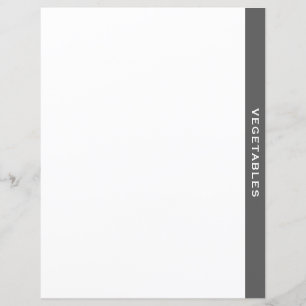 Cookbook Divider Grey & White Vegetables