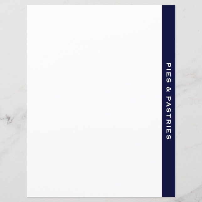 Cookbook Divider | Navy & White | Pie & Pastry (Front)