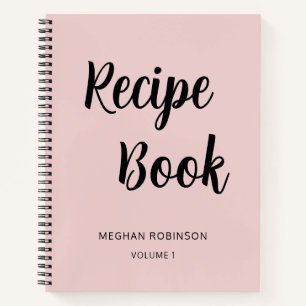 Cookbook Recipe Blush Pink Girly Monogram Notebook