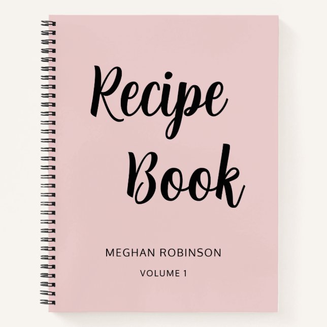 Cookbook Recipe Blush Pink Girly Monogram Notebook (Front)