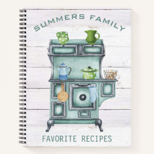 Cookbook Watercolor Country Kitchen Recipe Family Notebook