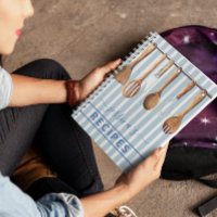 Cookbook Watercolor Recipes Utensils Modern Blue