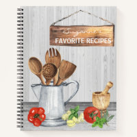 Cookbook Watercolor Recipes Utensils Spoon Wood