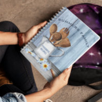 Cookbook Watercolor Recipes Utensils Wood Daisy