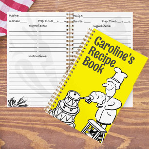 Cookbook with Cook Decorating Cake. Recipe Notebook