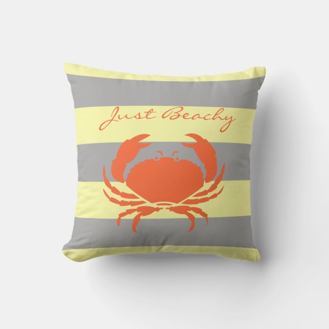 Cooked crab and Yellow Beach stripe Cushion (Front)