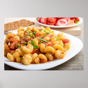Cooked pasta cavatappi with vegetables sauce poster