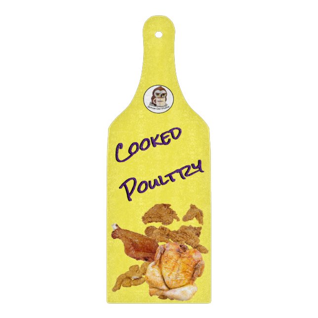 Cooked Poultry Glass Cutting Board (With Handle) (Front)