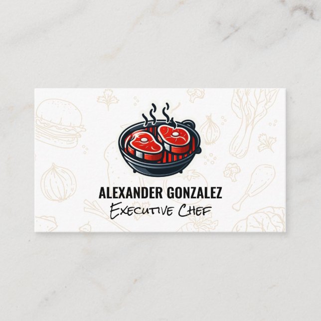 Cooked Steaks | Grilled Meats Business Card (Front)