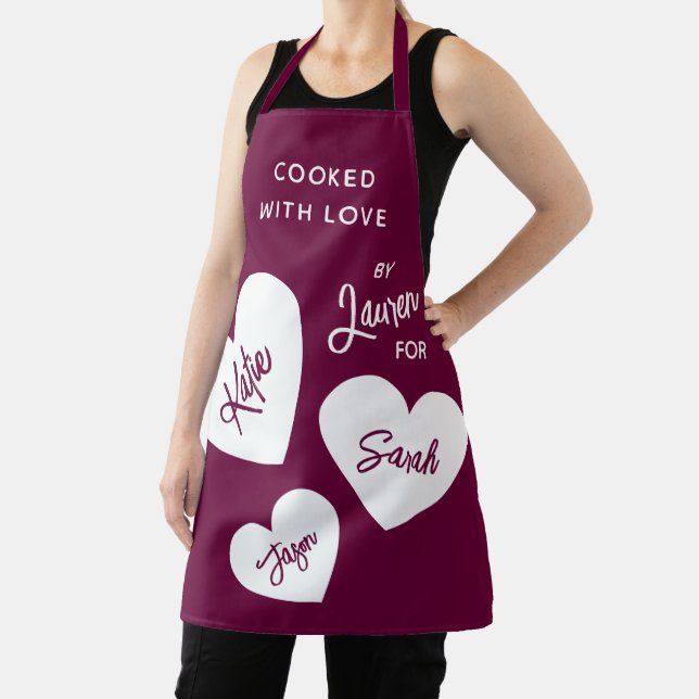 Cooked With Love Personalised Burgundy Apron (Insitu)