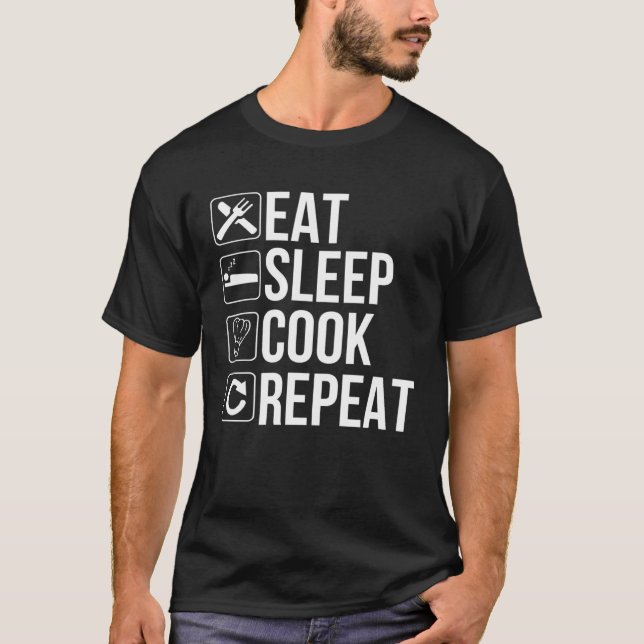 Cooker   Eat Sleep Cook Repeat T-Shirt (Front)