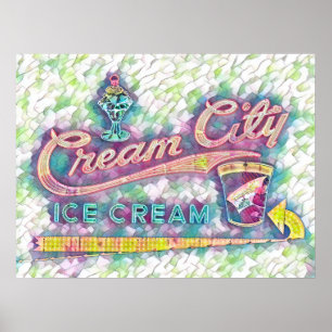 Cookeville, TN Cream City Neon Sign Watercolor