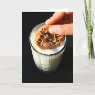 Cookie and a Glass of Milk Greeting Card,Note Card