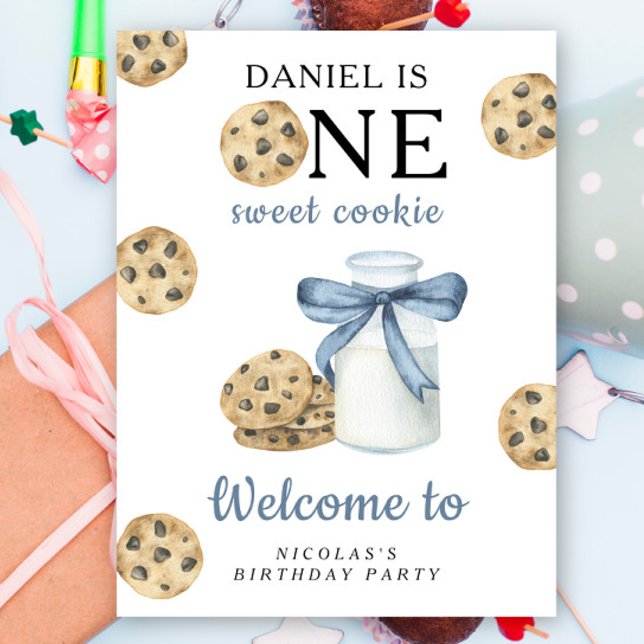Cookie and Milk 1st Birthday Party  Poster (Creator Uploaded)