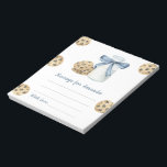 Cookie and Milk birthday time capsule message Notepad<br><div class="desc">A Little Sweet Cookie. Watercolor kids birthday party. Watercolor cookies with chocolate and bottle milk with blue bow.</div>
