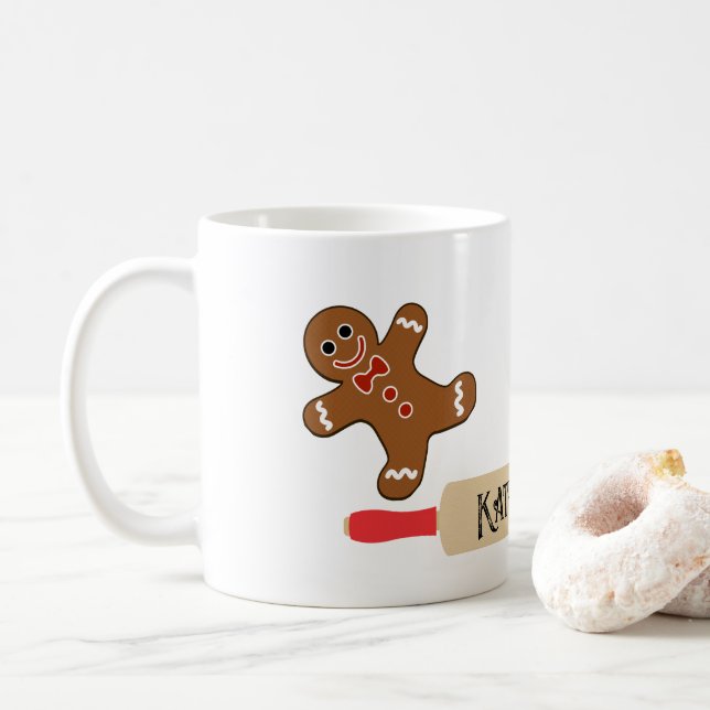 Cookie Baker Mug Gingerbread Cutout Man Christmas  (With Donut)