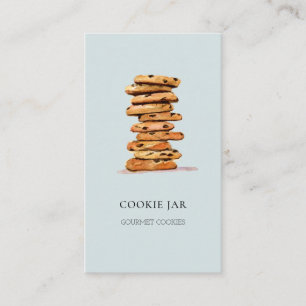 Cookie bakery watercolor blue business card