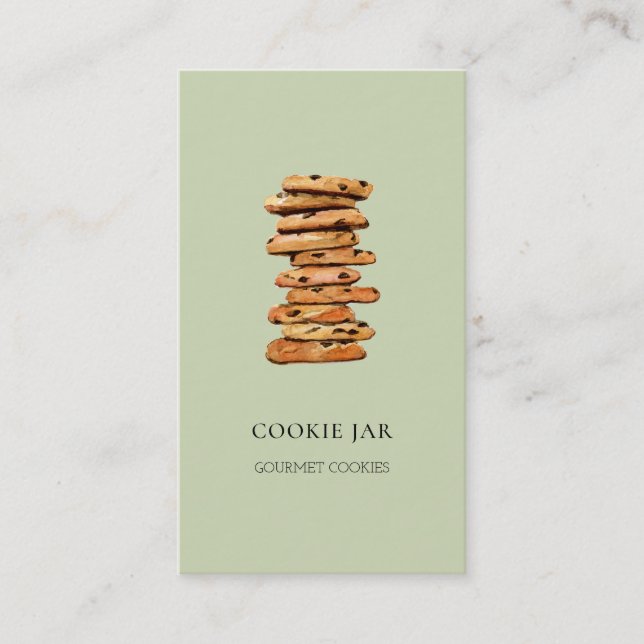 Cookie bakery watercolor mint green business card (Front)