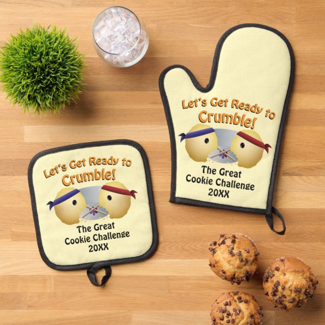 Cookie Baking Competition Custom Oven Mitt & Pot Holder Set (Top Down)