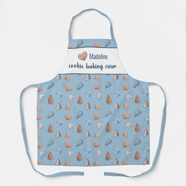 Cookie Baking Crew Blue Personalised Apron (Front)