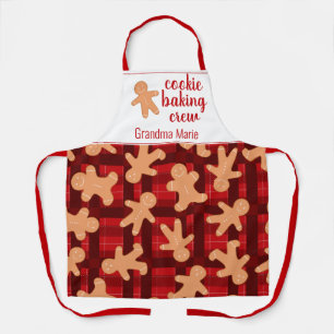 Cookie Baking Crew Buffalo Plaid Gingerbread Man Apron
