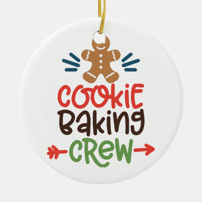 Cookie baking crew christmas  ceramic ornament (Front)