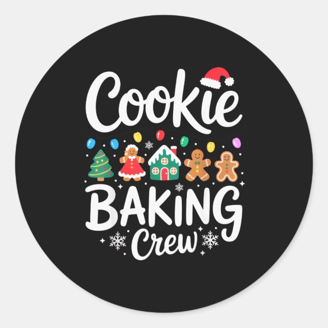 Cookie Baking Crew Christmas Chefs Festive Holiday Classic Round Sticker (Front)