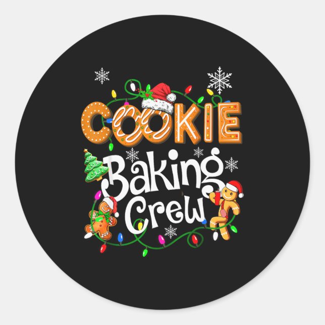 Cookie Baking Crew Cooking Lover Santa Xmas Ginger Classic Round Sticker (Front)