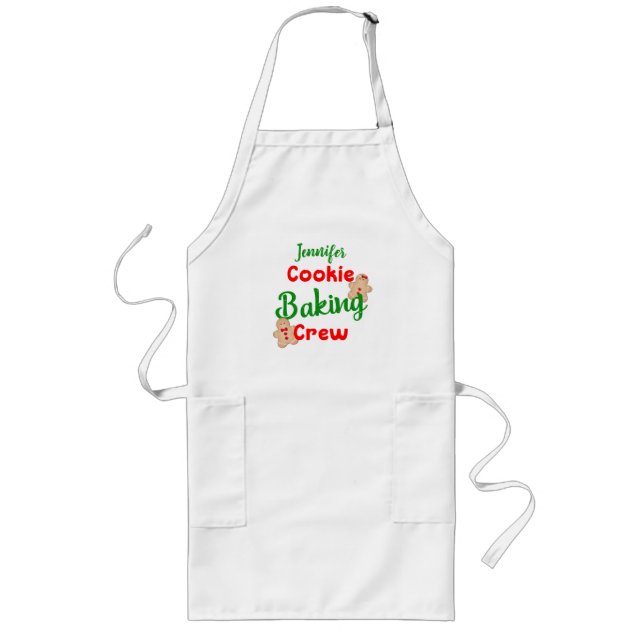 Cookie Baking Crew Custom Fun Holiday Cooking Long Apron (Front)