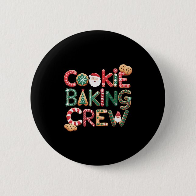 Cookie Baking Crew Family Christmas Gingerbread Te 6 Cm Round Badge (Front)
