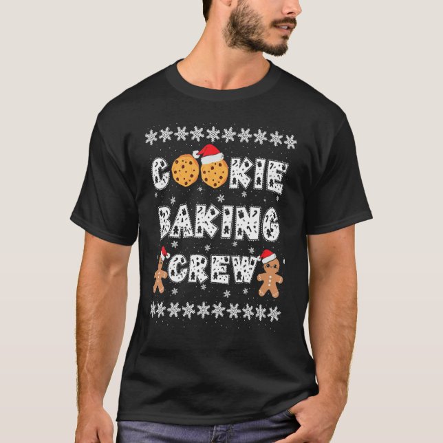 Cookie Baking Crew Gingerbread Men With Xmas Hats  T-Shirt (Front)