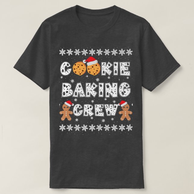 Cookie Baking Crew Gingerbread Men with Xmas Hats  T-Shirt (Design Front)