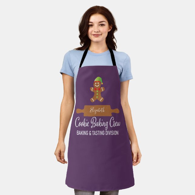 Cookie Baking Crew Purple Christmas Apron (Worn)