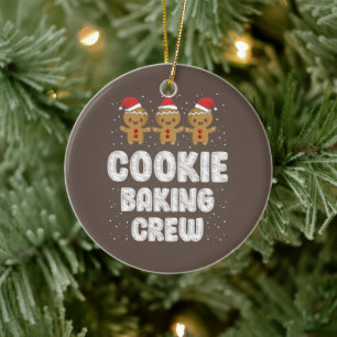 Cookie Baking Crew Shirt Christmas Family Gingerbr Ceramic Ornament