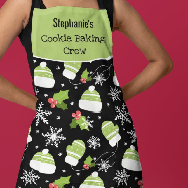Cookie Baking Crew Winter Christmas Pattern Custom Apron (Creator Uploaded)
