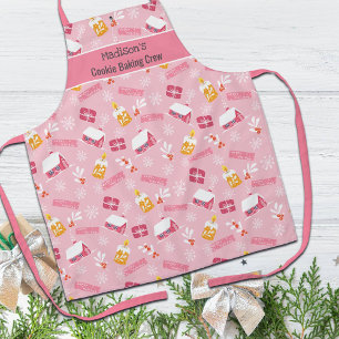 Cookie Baking Crew Winter Snowflake Pattern Custom Apron