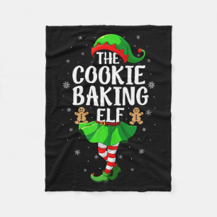 Cookie Baking Elf Christmas Girl Women Elf Squad X Fleece Blanket