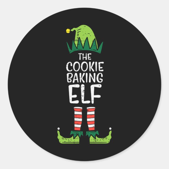 Cookie Baking Elf Xmas Christmas Family Mum Kids  Classic Round Sticker (Front)