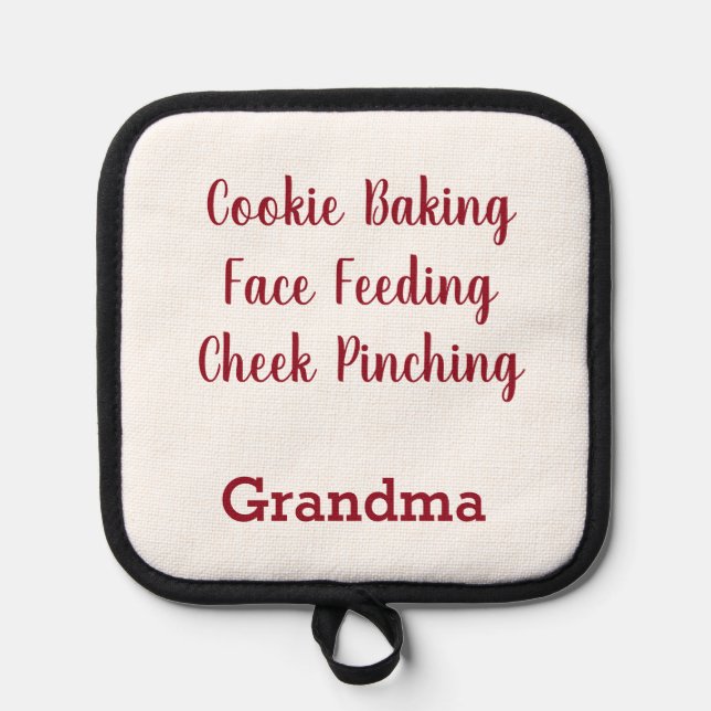 Cookie Baking Face Feeding Cheek Pinching Grandma Pot Holder (Front)