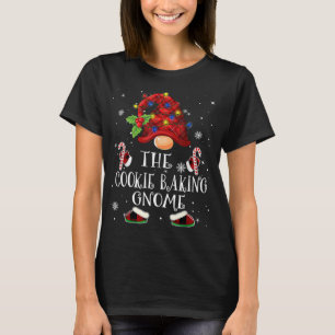 Cookie Baking Gnome Buffalo Plaid Christmas Tree L T-Shirt