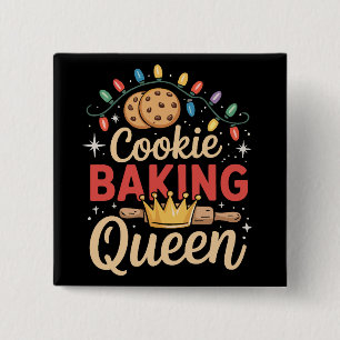 Cookie Baking Queen Baker Bakery Christmas  15 Cm Square Badge